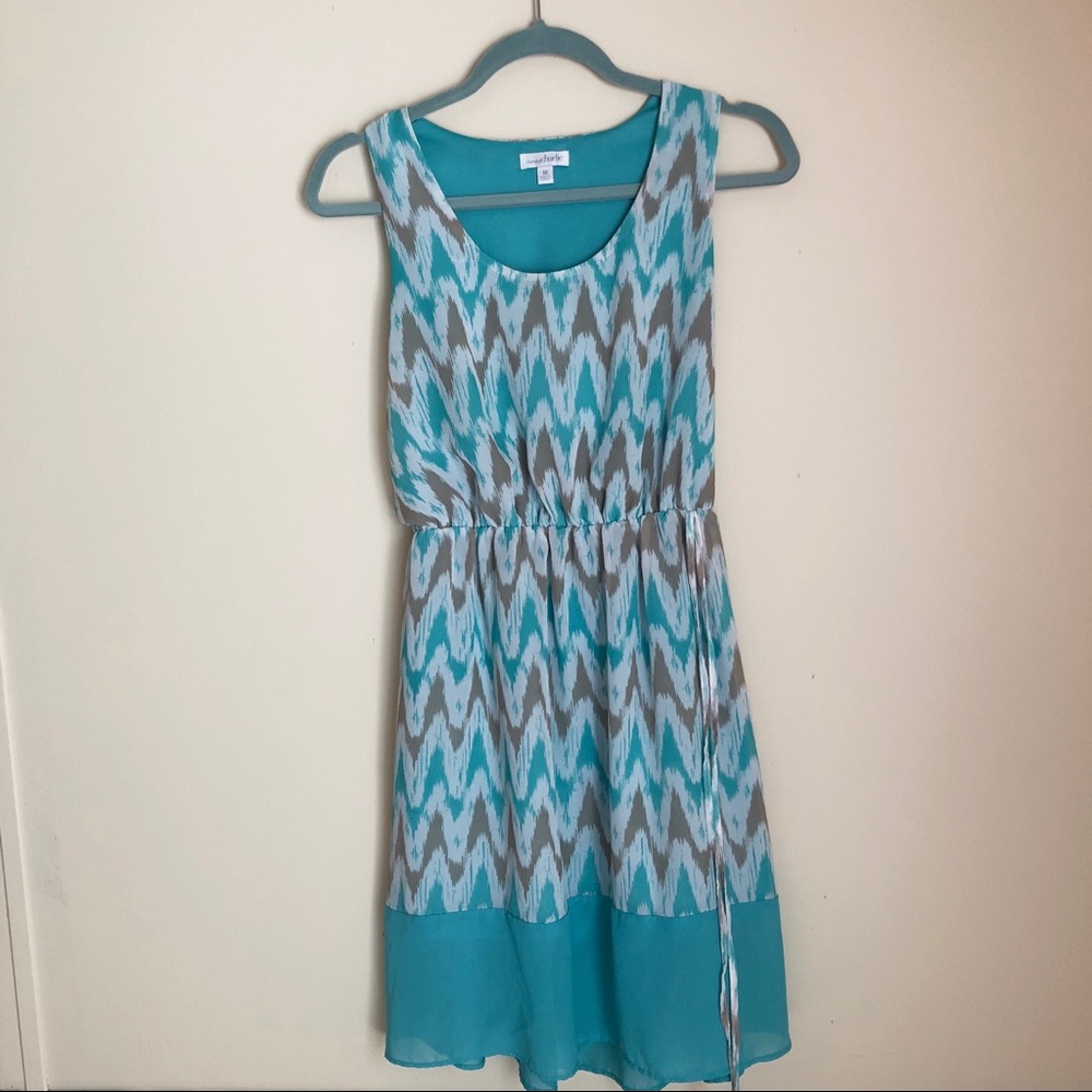 Charming Charlie Green/Tan Chevron Dress